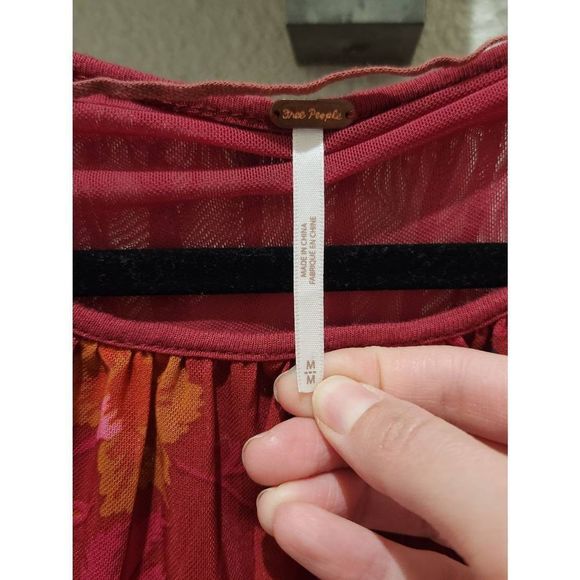 Free People Floral Red Blouse medium - Picture 3 of 4